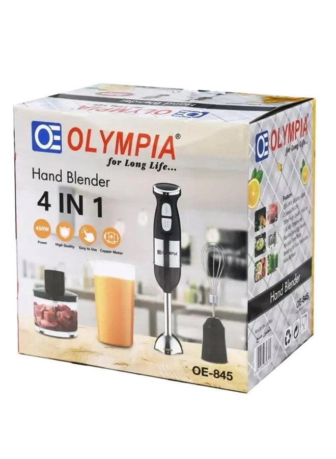Olympia 450W 4-In-1 Hand Blender Set With Chopper Bowl, Whisk Attachment And Beaker, Ergonomic Handle, Multi-Speed Control, Perfect For Smoothies, Soups, Baby Food And Mixing - Image 5